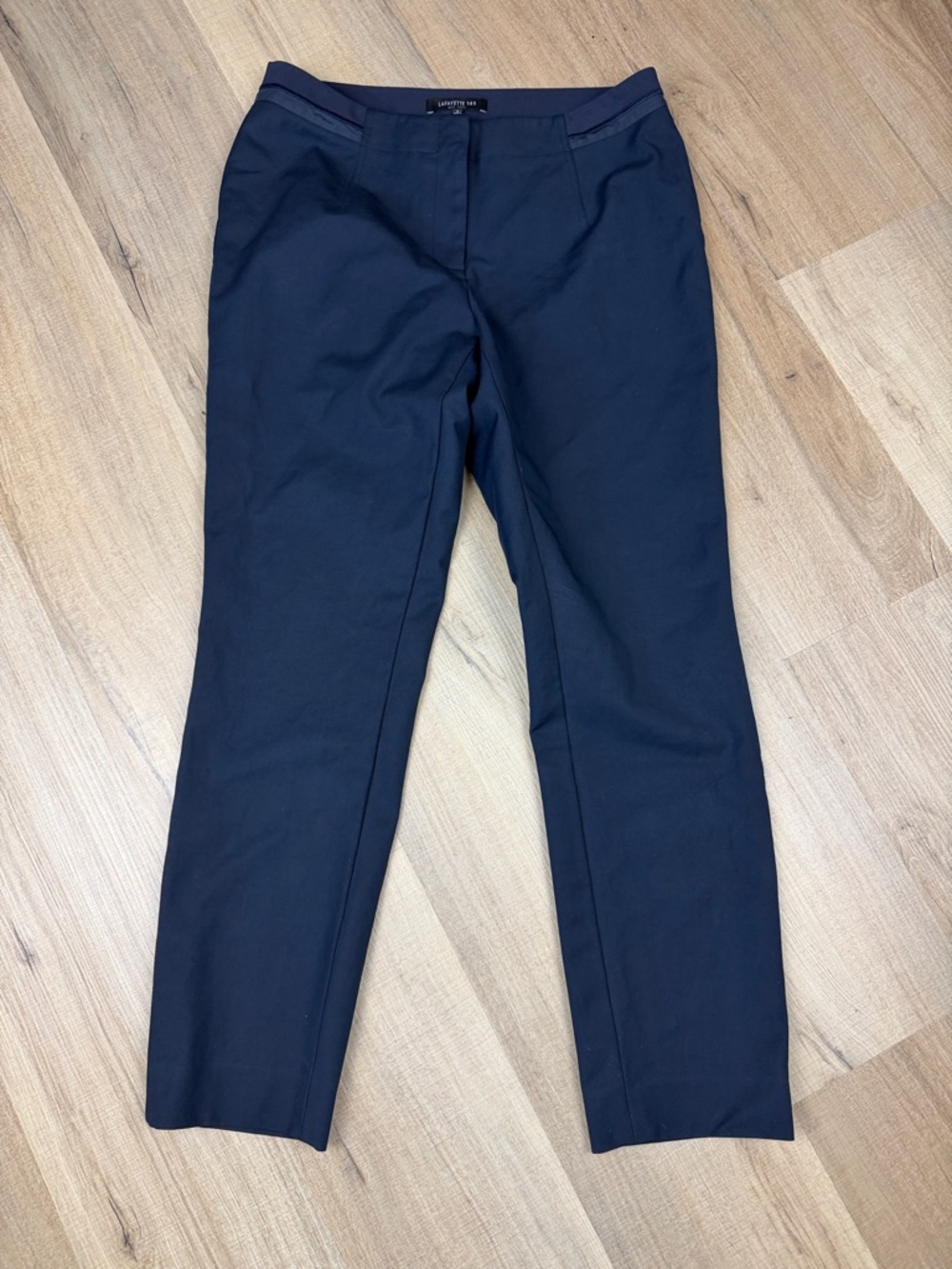 Lafayette 148 New York Cropped Ankle Pants Women 6 Navy Blue Stretch Trousers